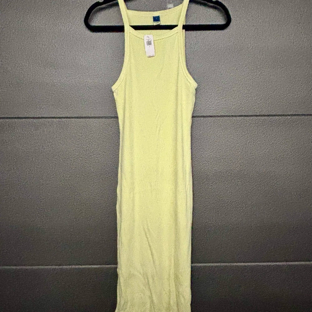 Old Navy Neon Green Yellow Midi Dress Fitted sz S
